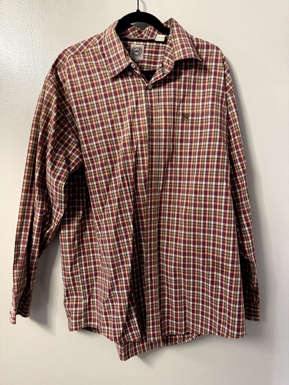 XL Cinch Long Sleeve Button Down Plaid